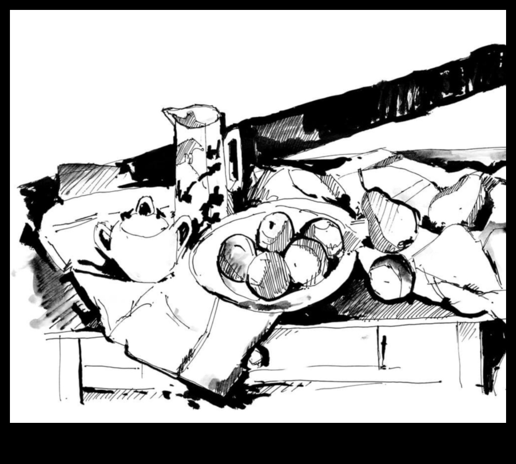 רגעים קפואים: טבע דומם בדיו ועט